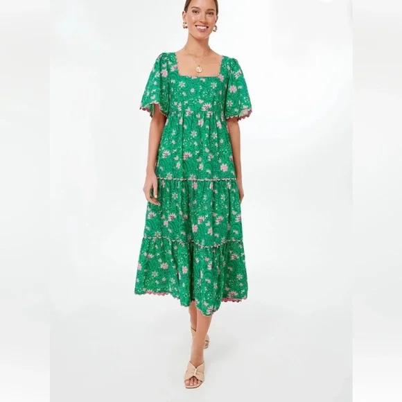 pink city prints green dress Marilyn Monroe Style main image 0
